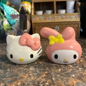 Sanrio Pink and Yellow Hello Kitty and My Melody Salt and Pepper Shakers